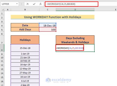 how to exclude holidays in excel