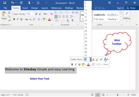 how to expand font in word