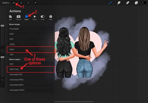 how to export an image with a transparent background in procreate