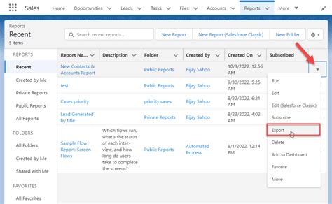 how to export contact list from salesforce to excel