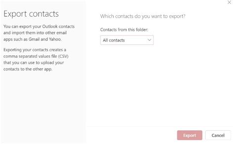 how to export contacts to email
