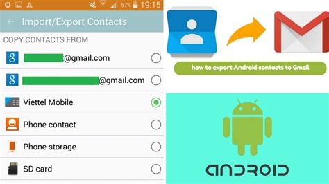 how to export contacts to gmail in android