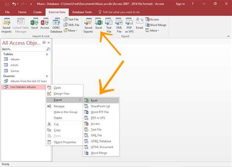 how to export data from access to excel automatically