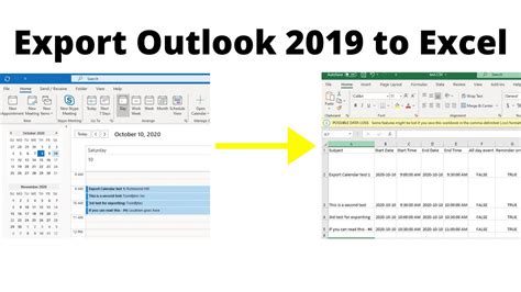 how to export data from outlook calendar to excel