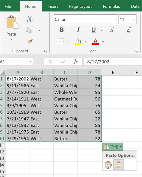 how to export from excel to word table