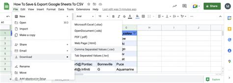 how to export google sheet to csv