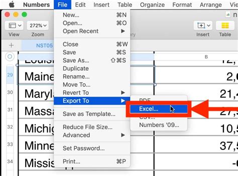 how to export numbers spreadsheet to excel