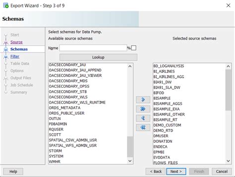 how to export oracle database schema
