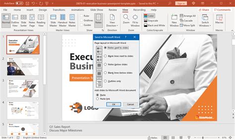 how to export powerpoint slide notes