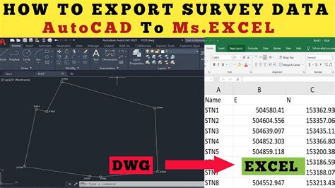 how to export survey points from autocad to excel