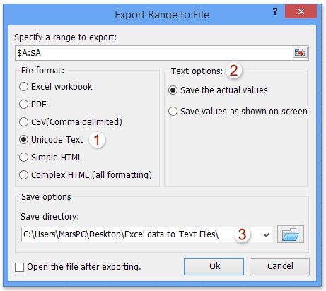 how to export text file to excel