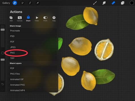how to export transparent image in procreate