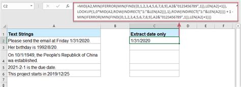 how to extract date from text in excel cell