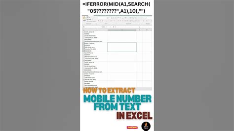 how to extract mobile number from text in excel