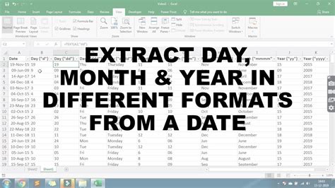 how to extract month and year from datetime in excel