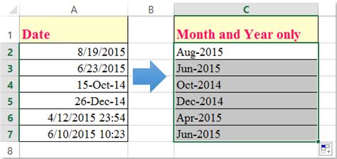 how to extract month and year together from date in excel
