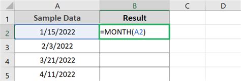how to extract month from a date cell in excel