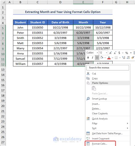 how to extract month year from date in excel