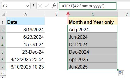 how to extract only month and year from date in excel