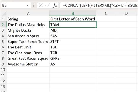 how to extract the first letter from a cell in excel