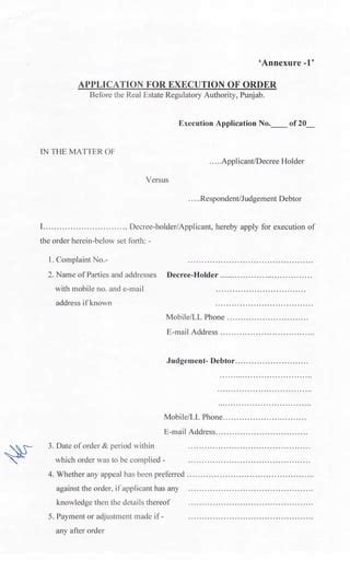how to file execution petition in rera