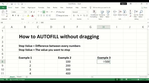 how to fill data in excel without dragging