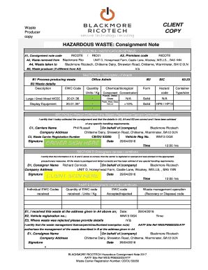 How To Fill In A Hazardous Waste Consignment Note