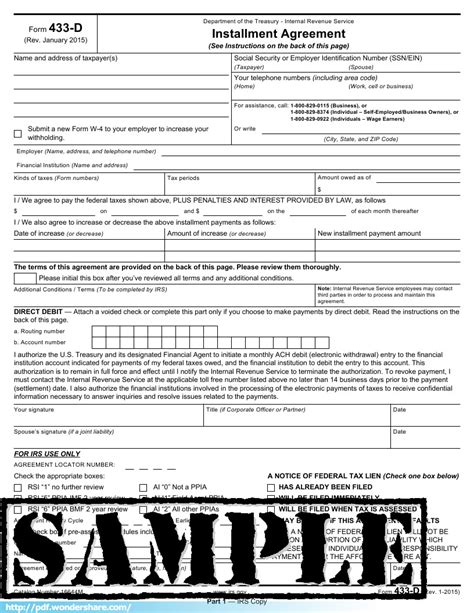 how to fill out form 433-d