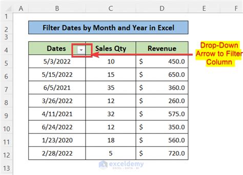 how to filter dates by month and year in excel
