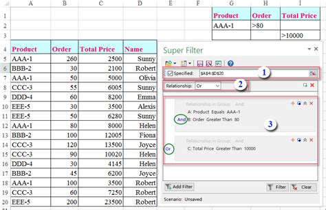 how to filter multiple rows simultaneously in excel
