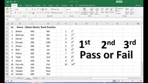how to find 1st 2nd and 3rd position in excel formula