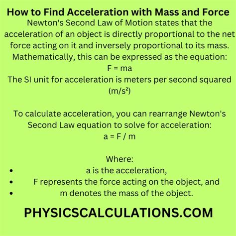 how to find acceleration in physics with mass and force