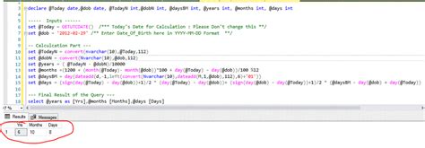 how to find age from date of birth in sql query