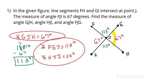 how to find angle measures given two intersecting lines