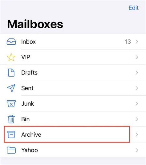 how to find archived email on iphone