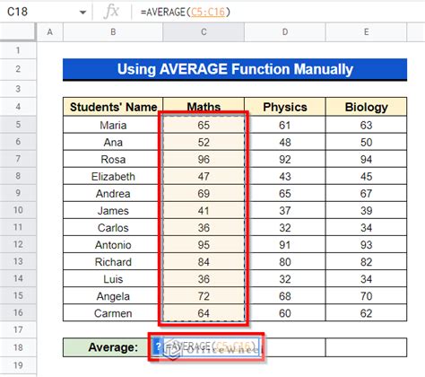 how to find average in google sheets