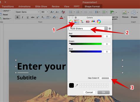 how to find color code in powerpoint mac