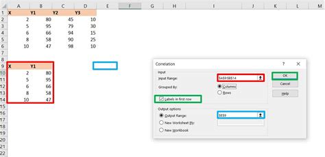 how to find correlation and regression in excel