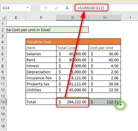 how to find cost in excel formula