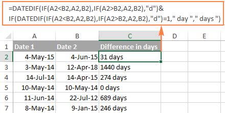 how to find date difference in days in excel