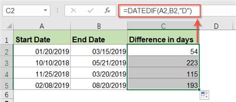 how to find days difference between two dates in excel
