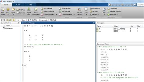 how to find diagonal matrix in matlab