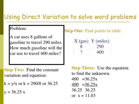 how to find direct variation in a word problem