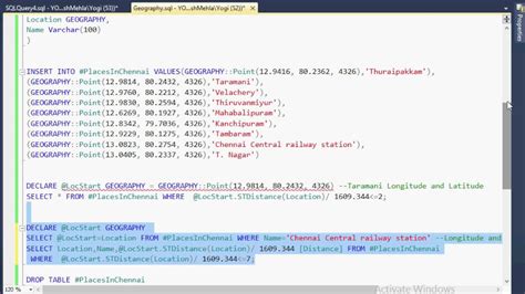 how to find distance between two latitude longitude points in sql