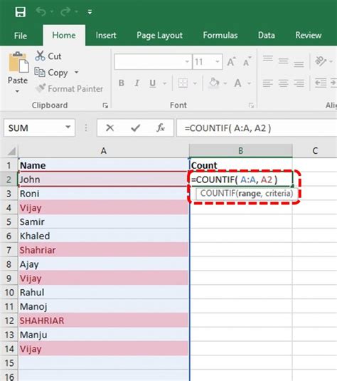 how to find duplicate values in excel using formula countif