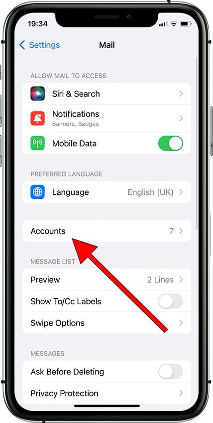 how to find email settings on iphone 13