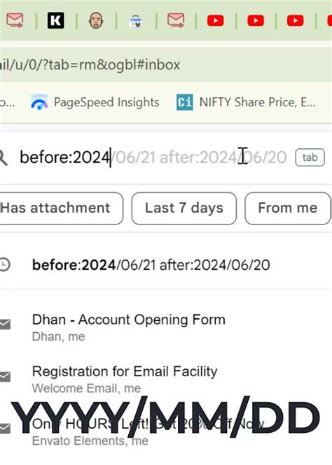 how to find emails in gmail from a specific date