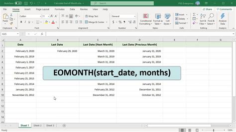 how to find end date of month in excel