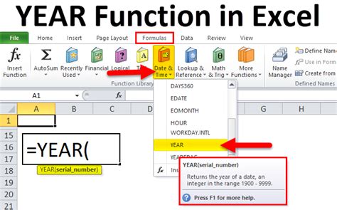 how to find end of year in excel