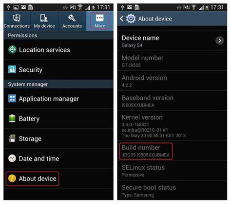 how to find firmware version on android